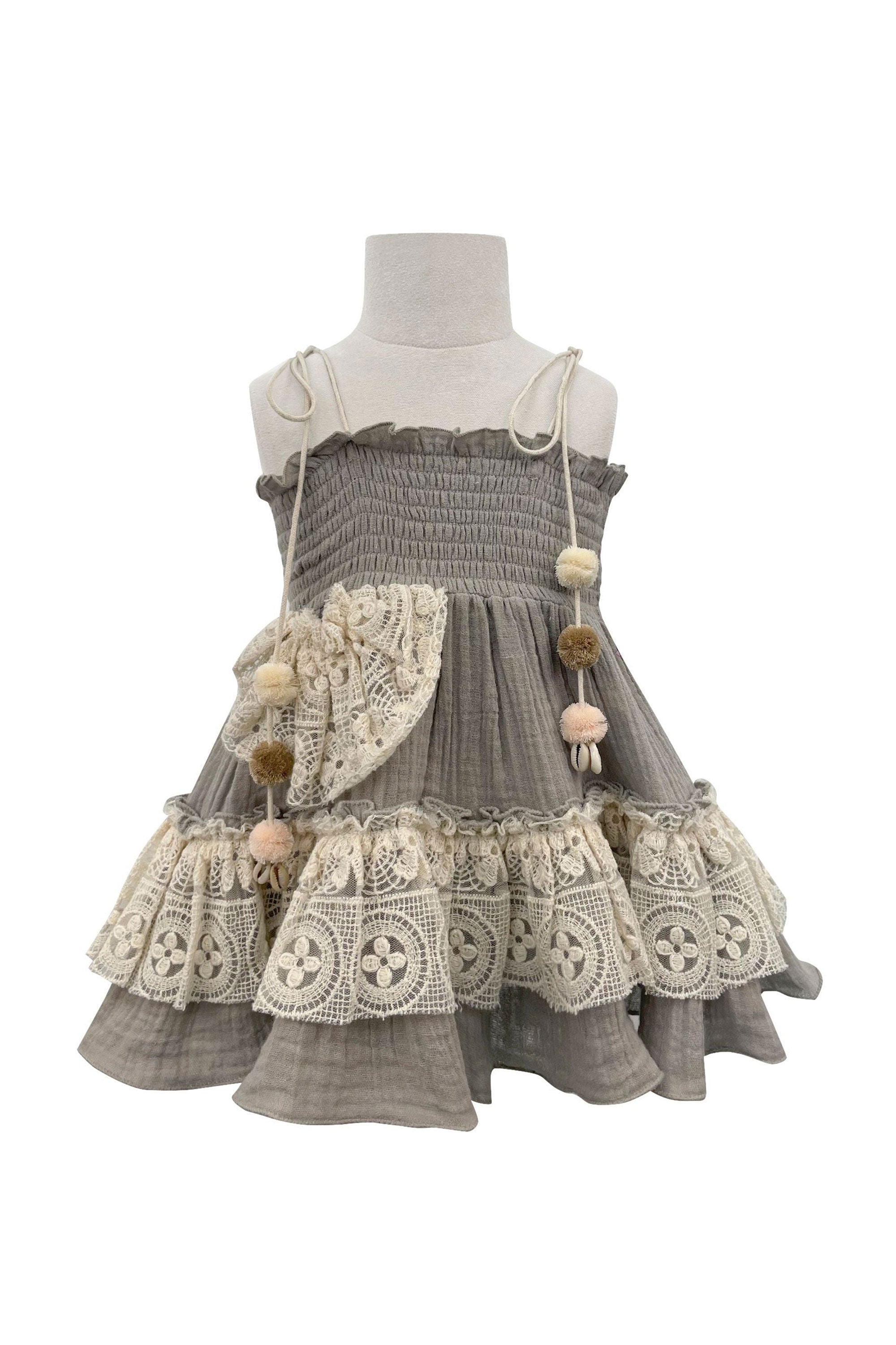 The Alaia Lacy Gauze Dress (Gray)