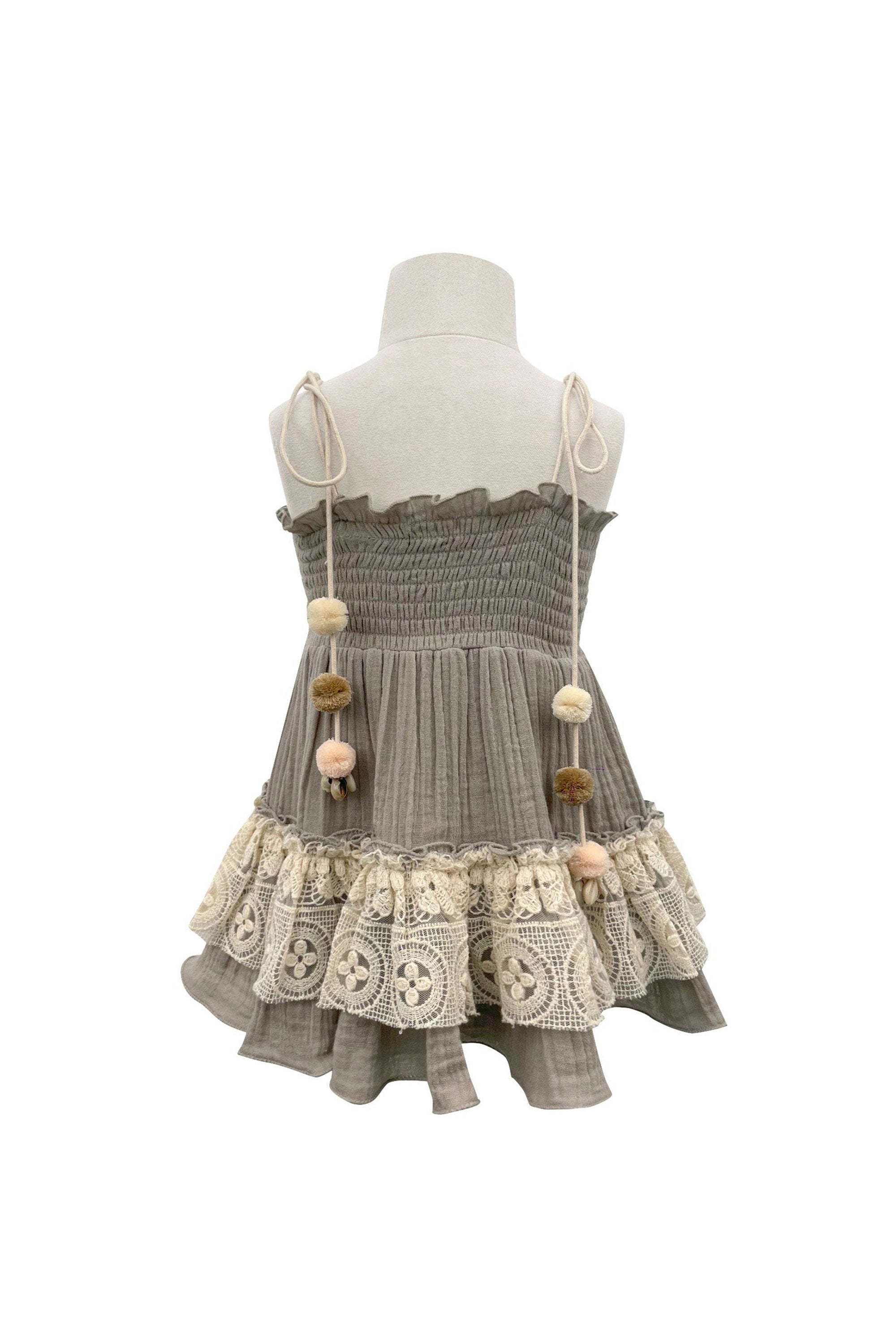 The Alaia Lacy Gauze Dress (Gray)