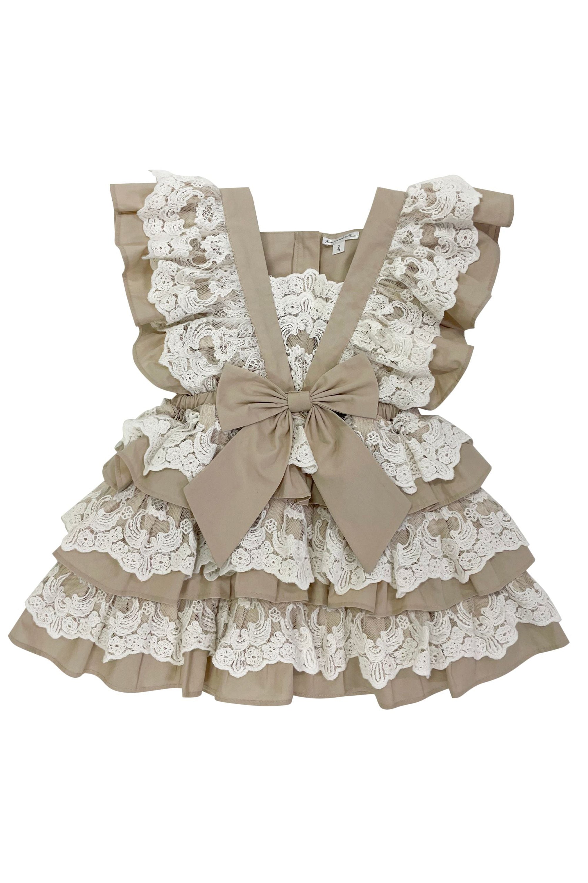 The Lacy Cotton Frill Dress (Beige)