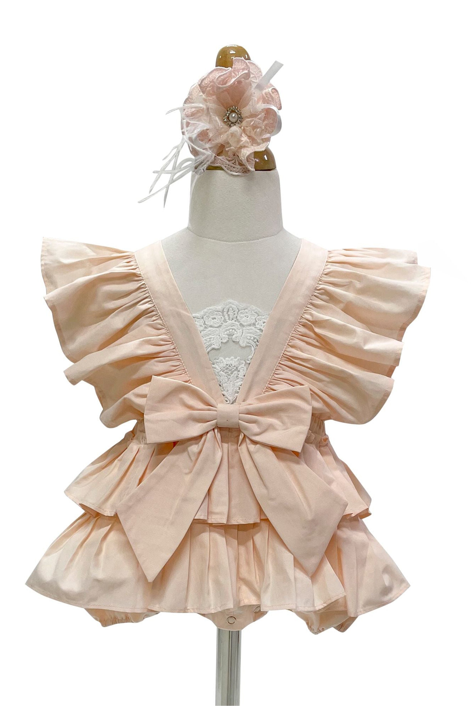 The Cotton Frill Romper (Peach)