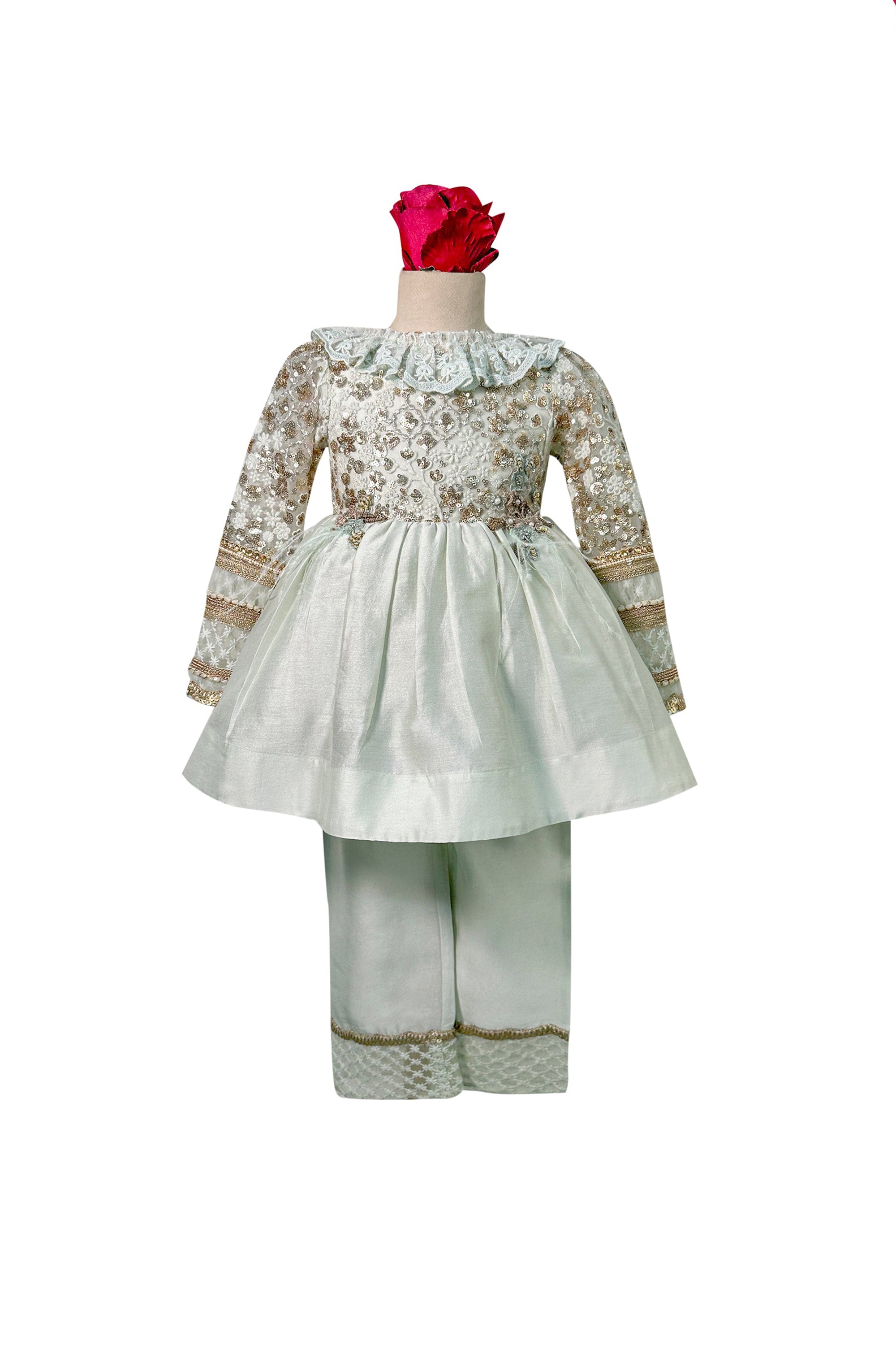 Embroidered Peplum Kurta with Pants