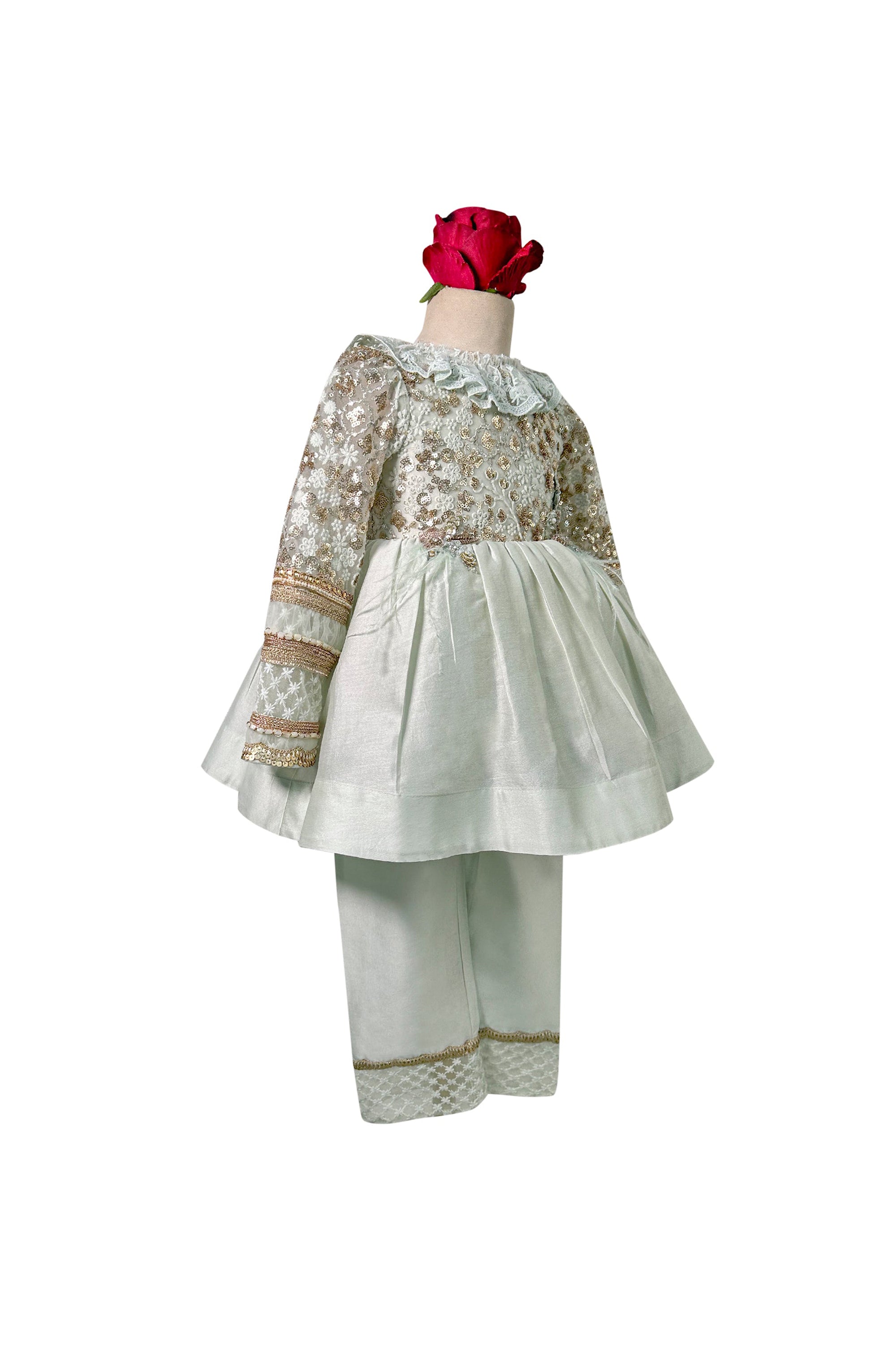 Embroidered Peplum Kurta with Pants