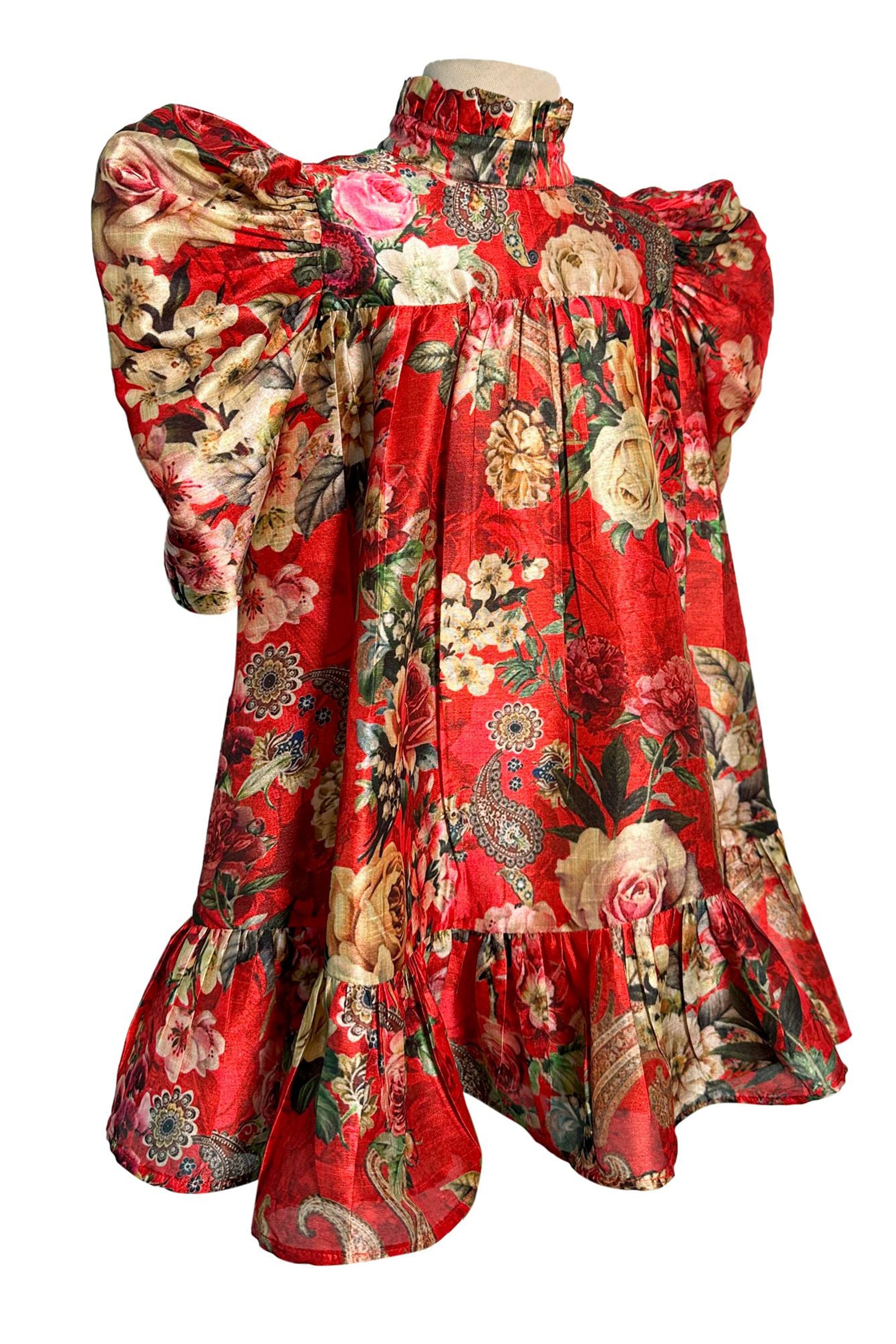 Red Print Floral Betty Dress