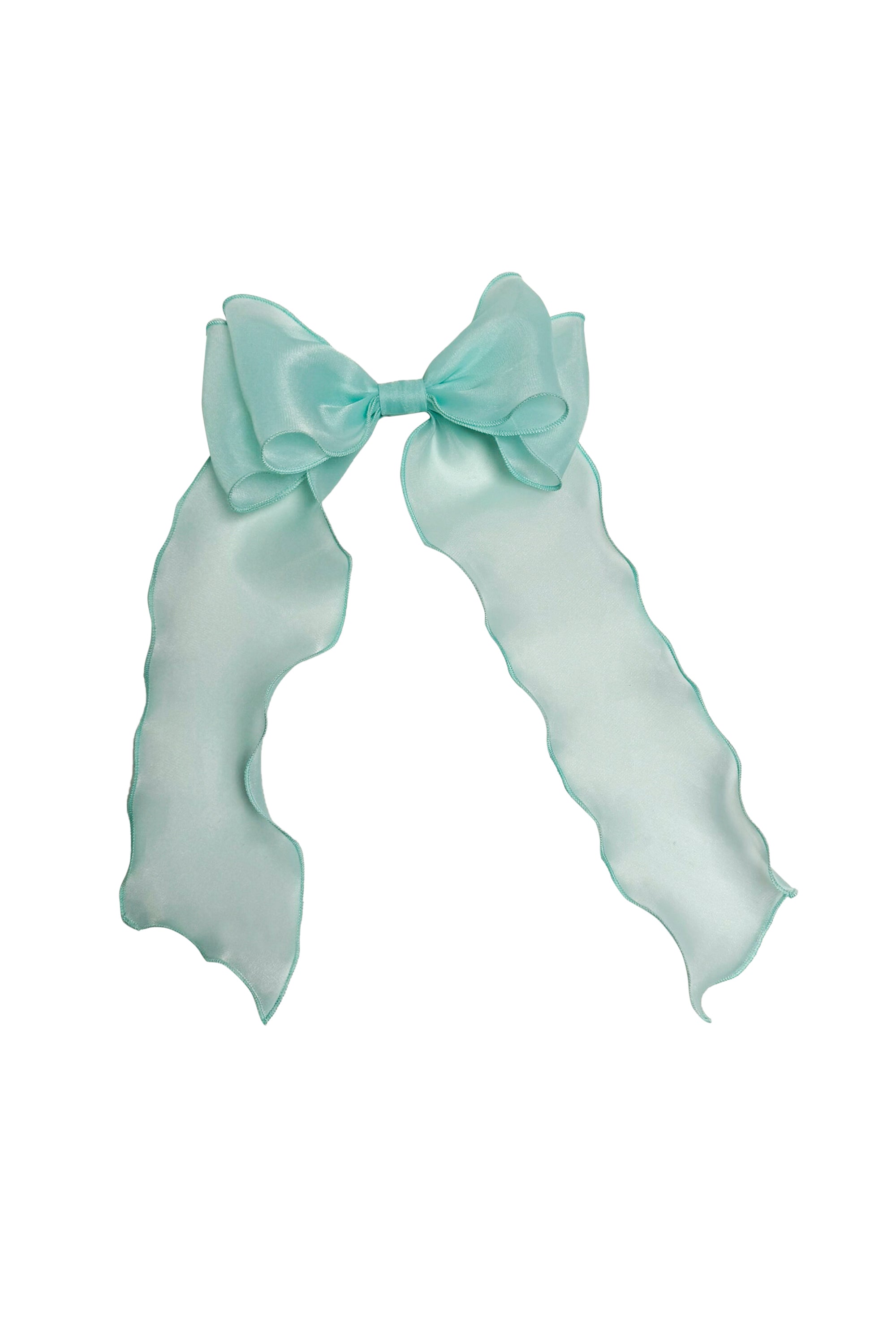 Blue Organza Bow Clip