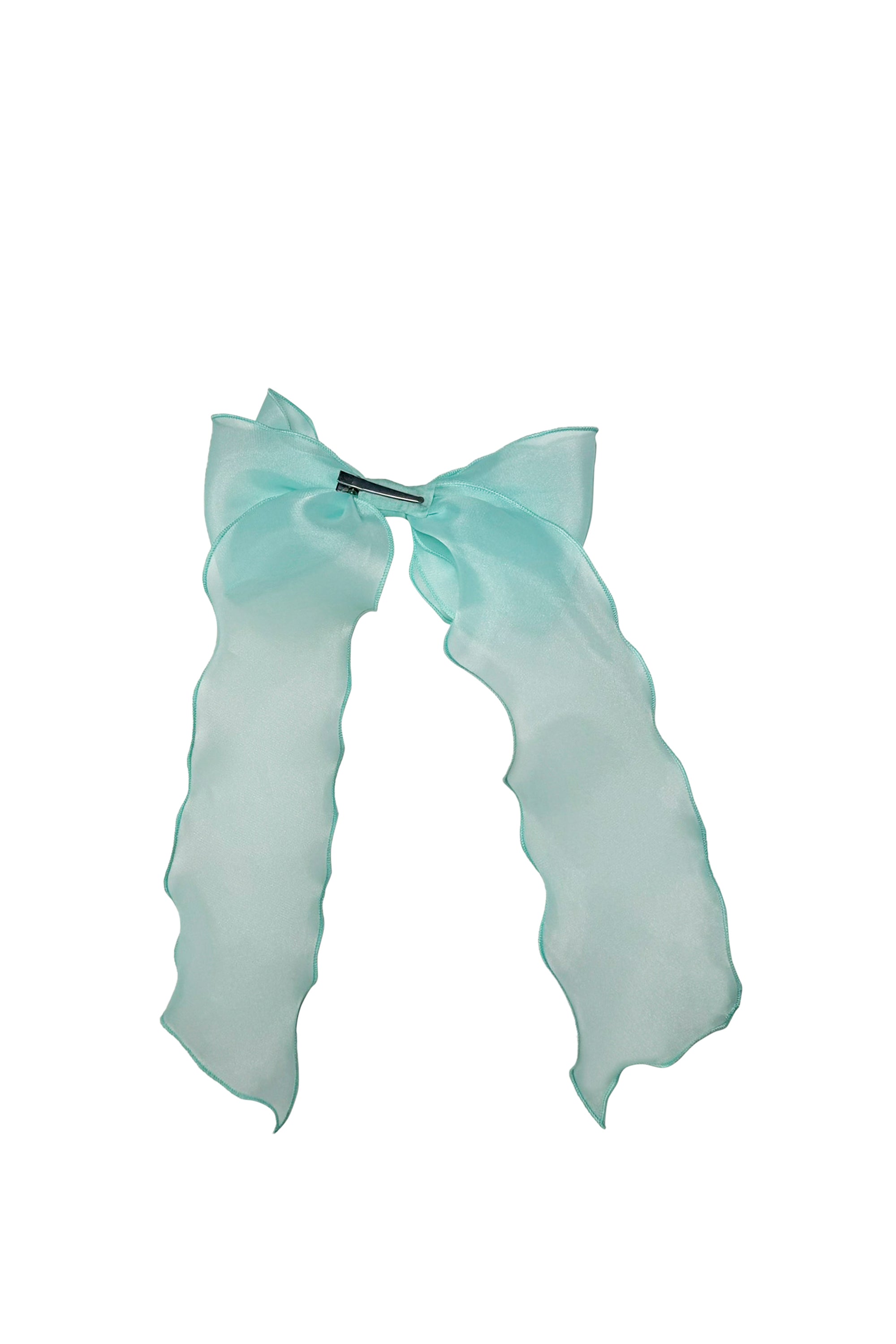 Blue Organza Bow Clip