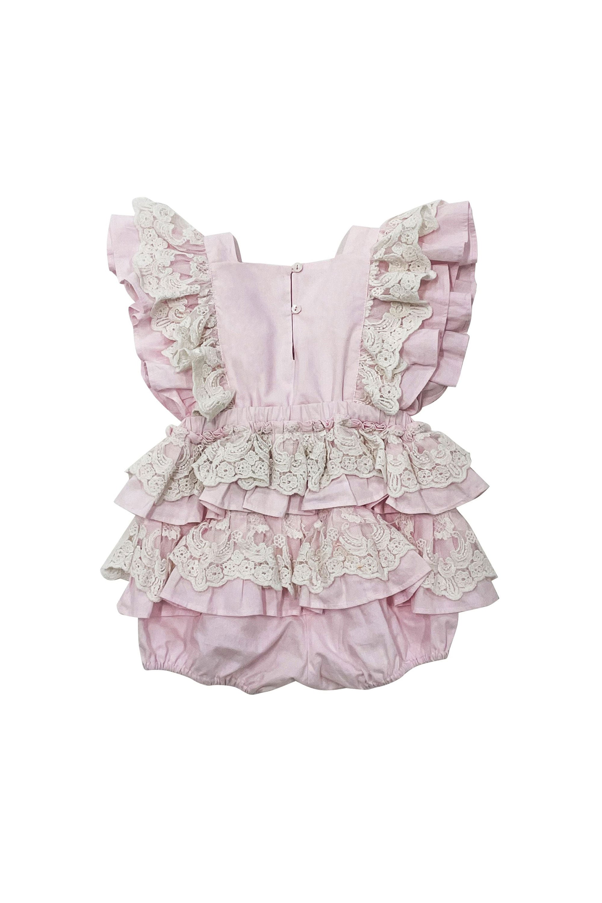 The Lacy Cotton Frill Romper (Pink)