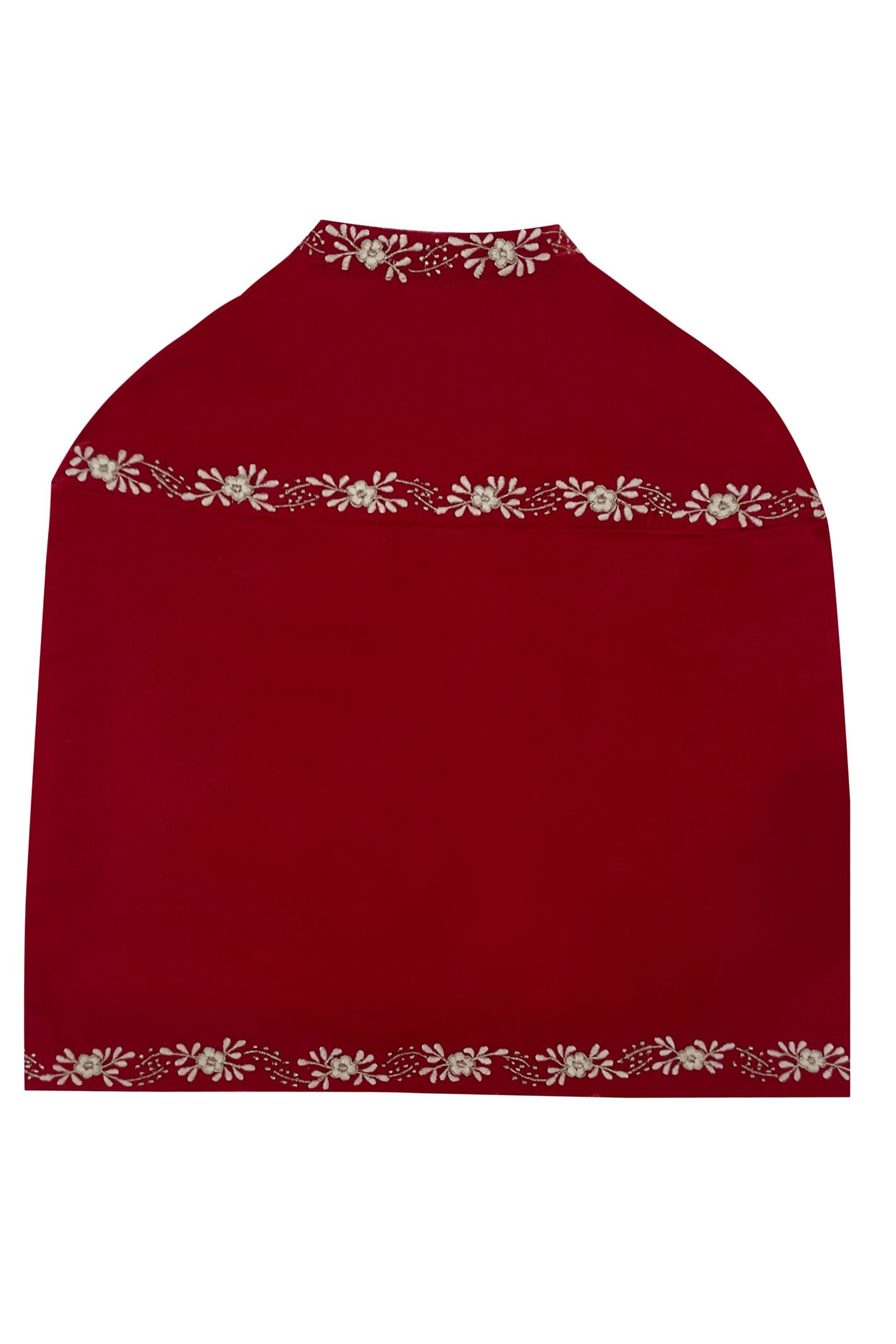 The Floral Velvet Cape (Red)