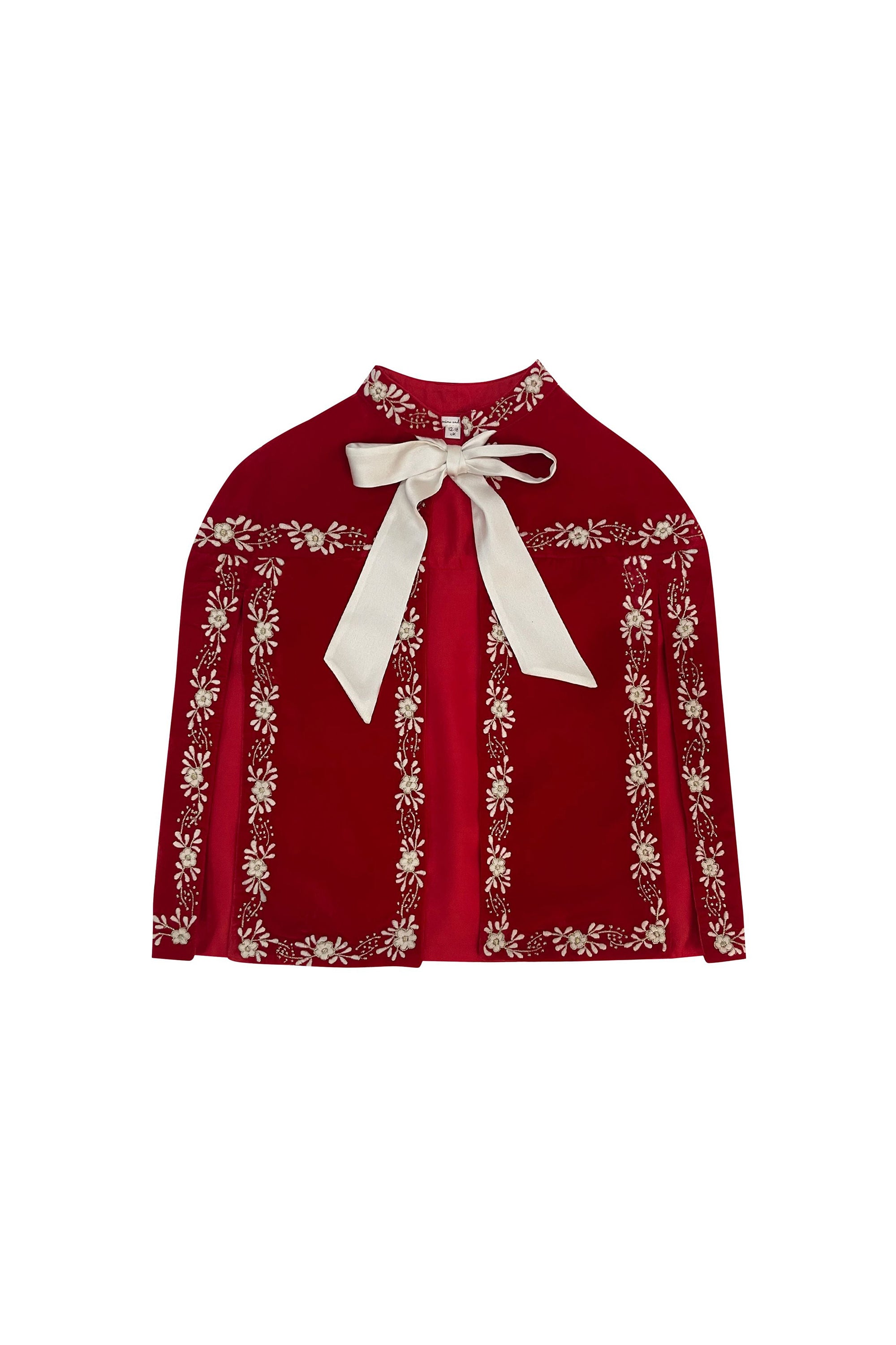 The Floral Velvet Cape (Red)