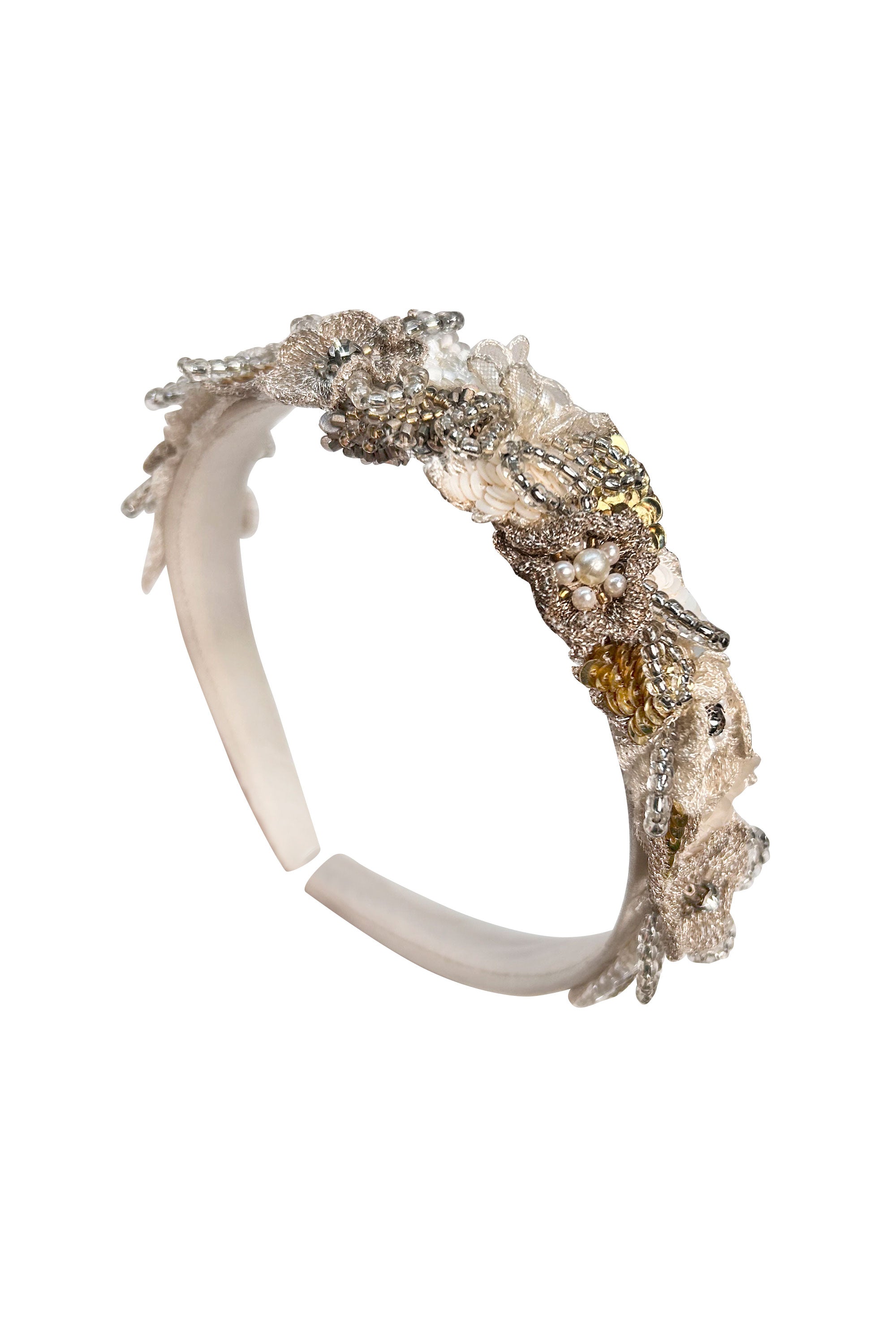 The Alaia Hairband (Off White & Gold)