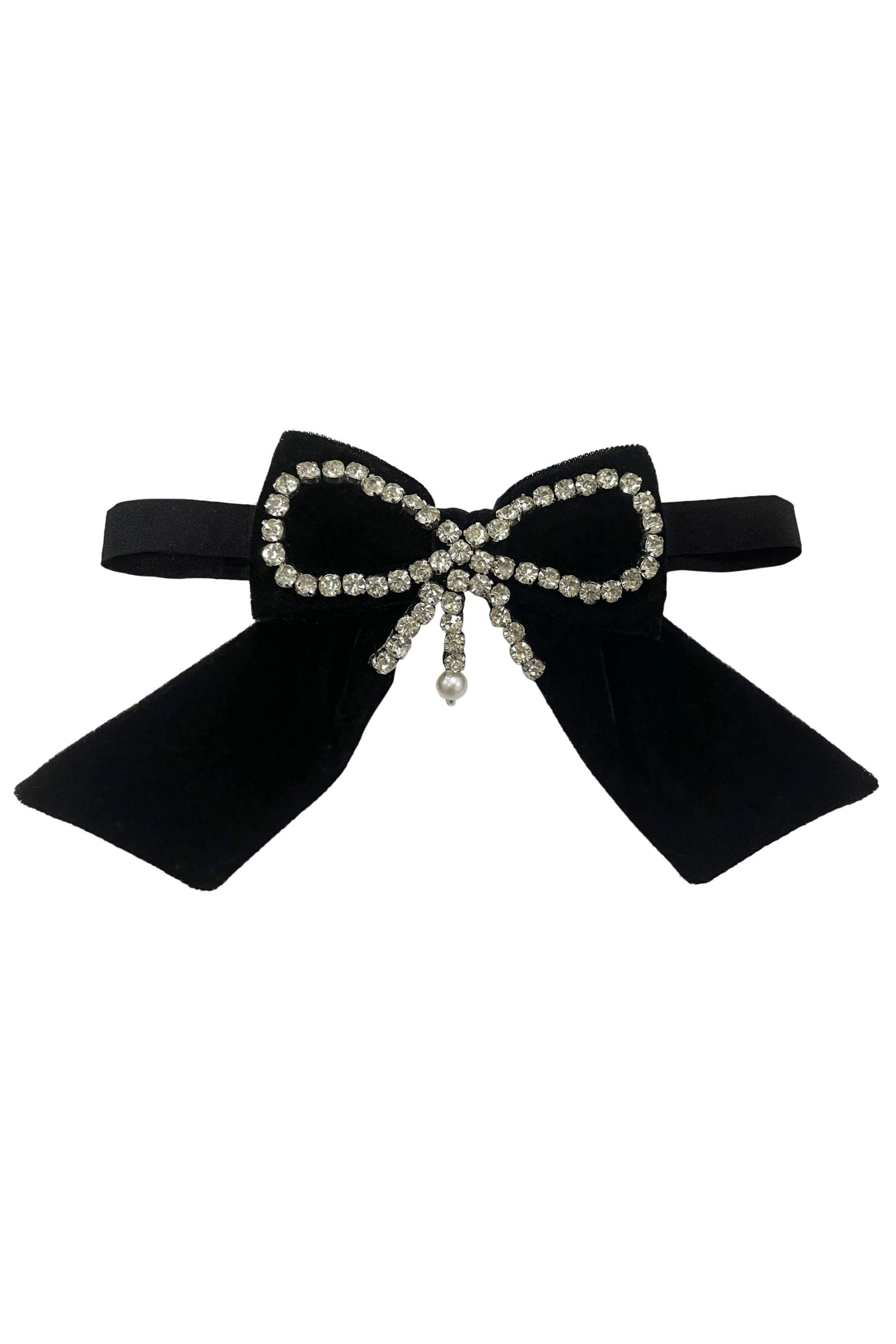 The Black Velvet Embellished Bow Tie