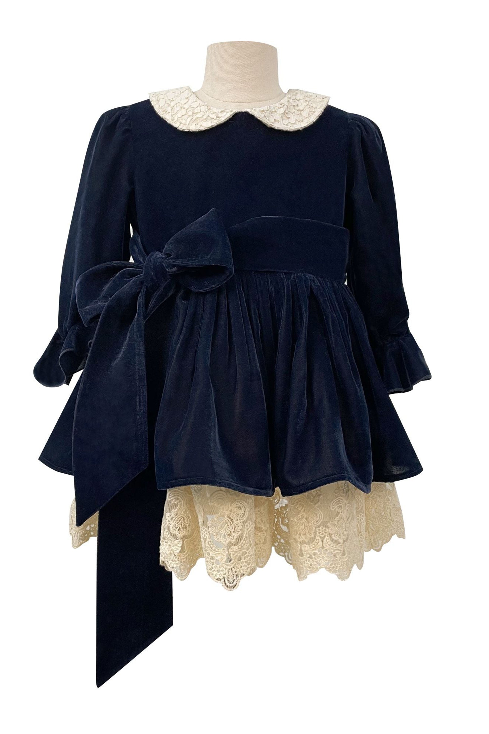 The Vintage Velvet Dress (Navy Blue)